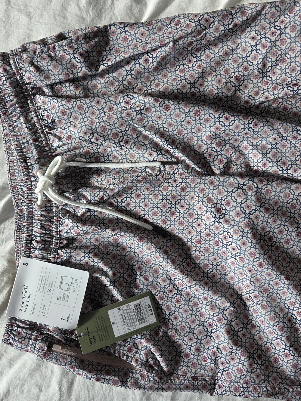 Men's Patterned Swim Trunks with Drawstring - New With Tag